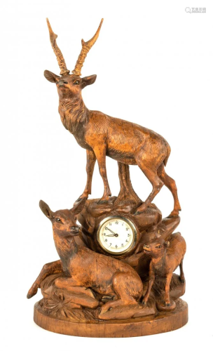 German Carved Black Forest Shelf Clock