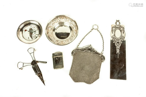 Candle Snuffer, Sterling Chain Mesh Purse, Matchbox,