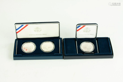 Three 2001 US American Buffalo Commemorative Silver