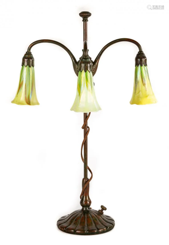 Tiffany Studios, New York, 3 Light Lily