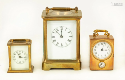 Three Waterbury Carriage Clocks
