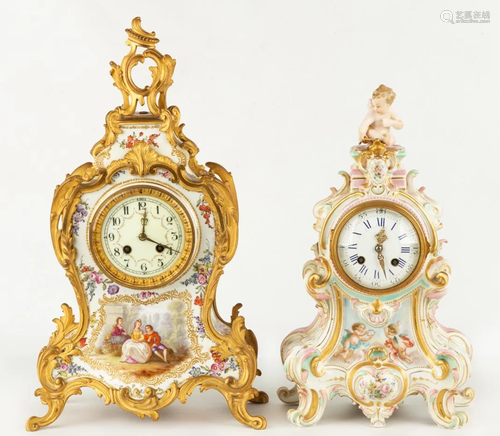 Two French Porcelain Shelf Clocks