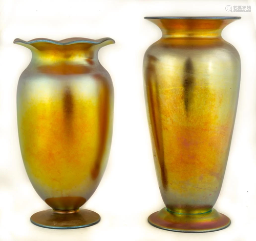 Two Steuben Gold Aurene Vases