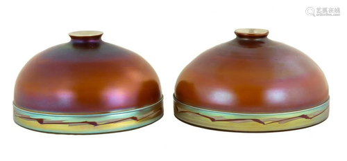 Two Nearly Identical Steuben Decorated Shades