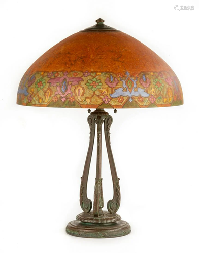 Handel Lamp with Reverse Painted Persian Design