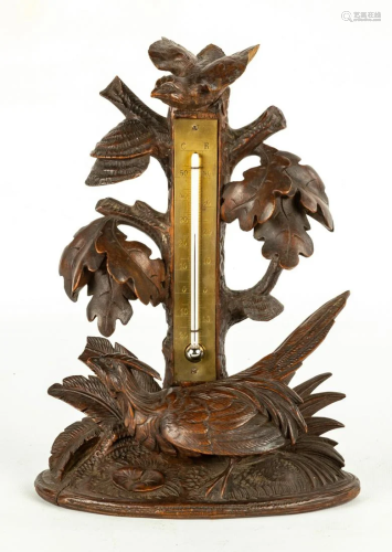 Carved Black Forest Thermometer