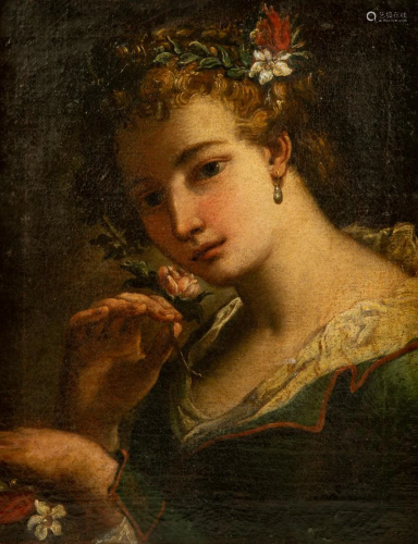 Circle of Tiepolo, A Young Girl With Flowers