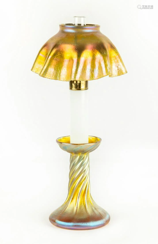 Tiffany Favrile Glass Candle Lamp