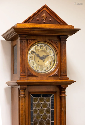 Tall Case Hall Clock with Disk Polyphon Music Box