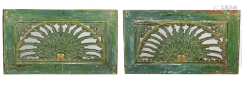 Pair of Carved and Painted Architectural Panels