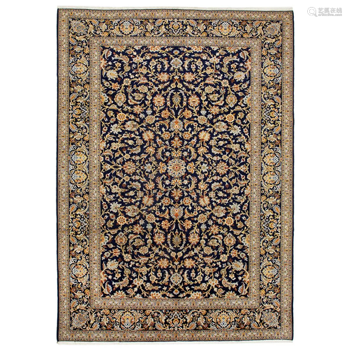 Persian Kashan hand-knotted rug.