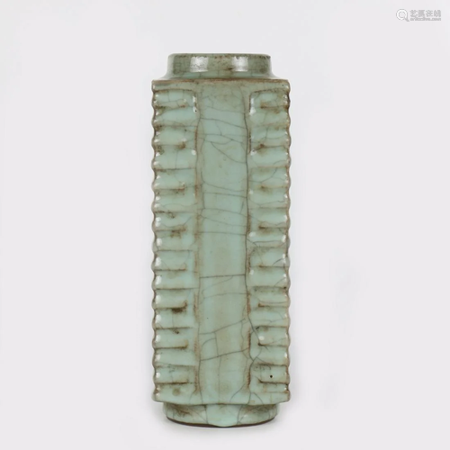 A Chinese Celadon Glazed Vase, Cong-Type.