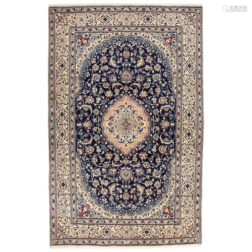 Persian Nain hand-knotted rug.