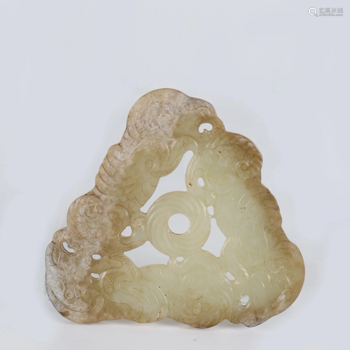 A Chinese White Jade Dragon Pendant