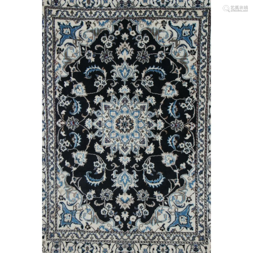 Persian Nain hand-knotted rug.