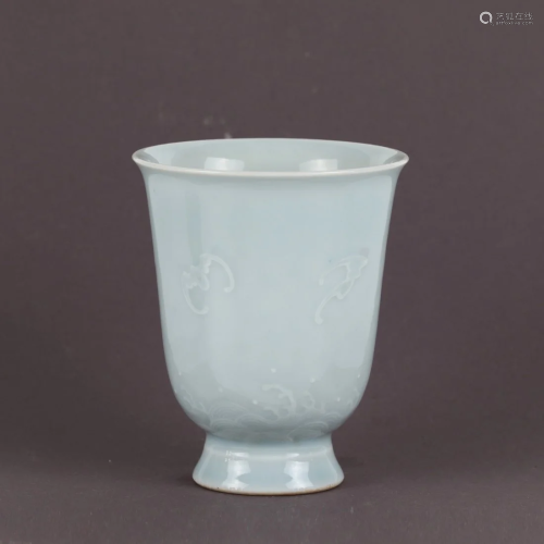 A Chinese Blue Glazed Porcelain Cup with Stand