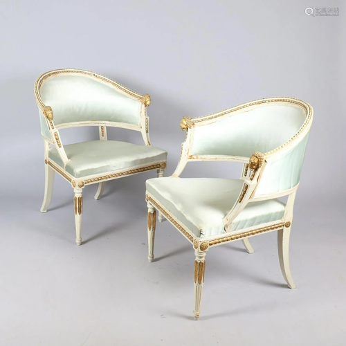 A pair of armchairs, late Gustavian, 18th/19th century.