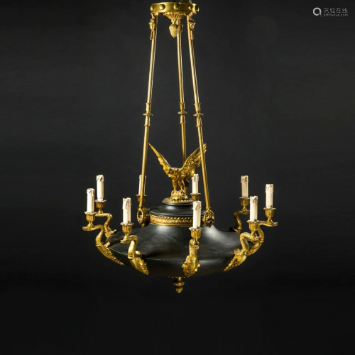Empire style hanging lamp ca 1910.