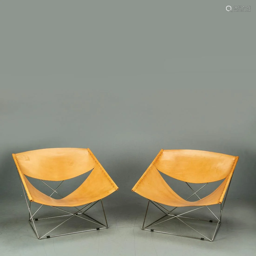 Pierre Paulin, Pair of 'Butterfly' chairs.