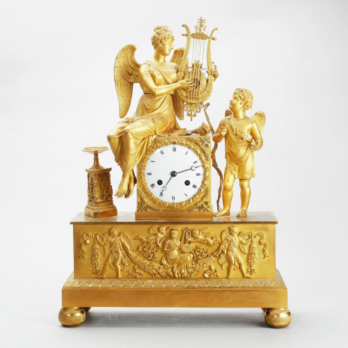 French gilded table clock.