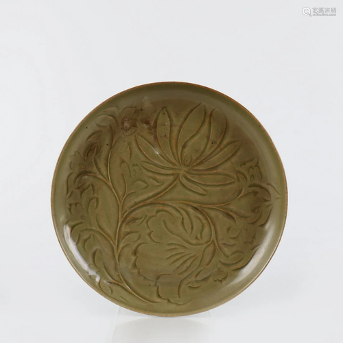 A Chinese Yaozhou Kiln Carved Porcelain Plate