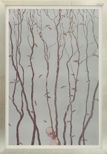 Michael Kvium. 'Deep Forest', color lithograph 22/35.