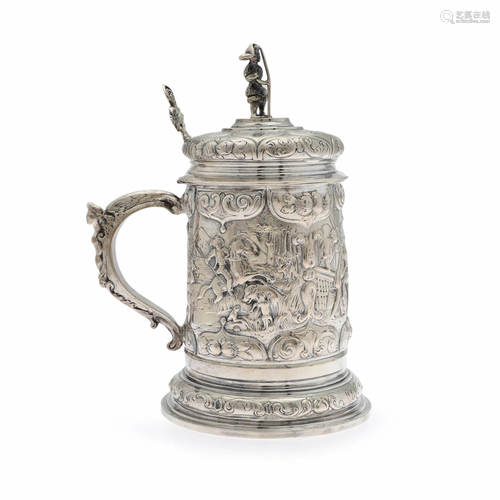 A German silver tankard.