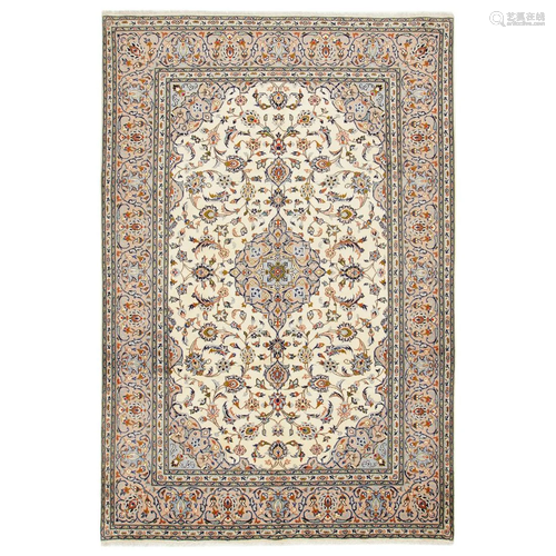 Persian Kashan hand-knotted rug.