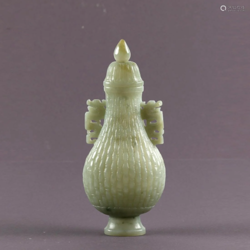 A Chinese Green Jade Bottle with