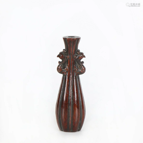 A Chinese Huang Hua Li Wood Carved Vase