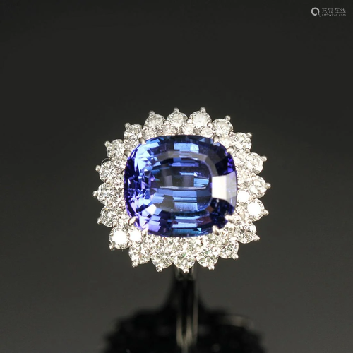 Tiffany & Co. tanzanite and diamond platinum ring.