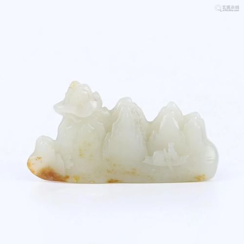 A Chinese Mountain Shaped White Jade Penholder