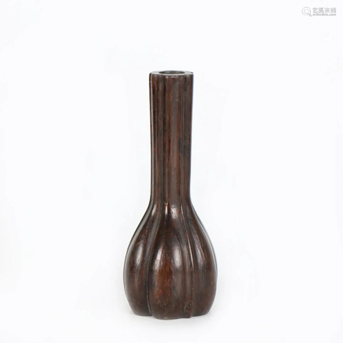 A Small Chinese Huang Hua Li Wood Carved Vase