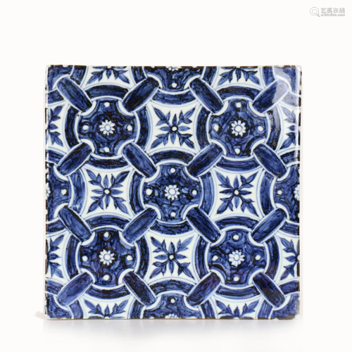 A Chinese Blue-White Ceramic Tile