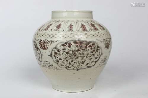 chinese copper-red glazed porcelain pot,yuan dynasty