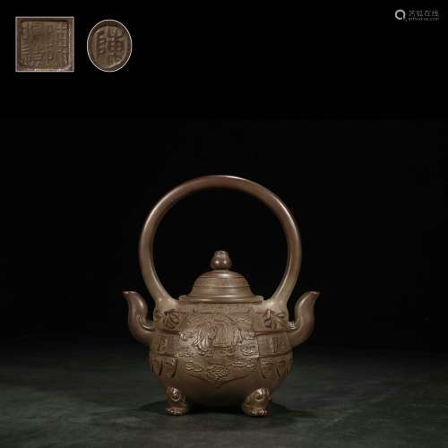 chinese  two-spout quadrupedal teapot by chen mingyuan