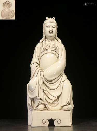 backflow:chinese dehua white porcelain statue,republic period