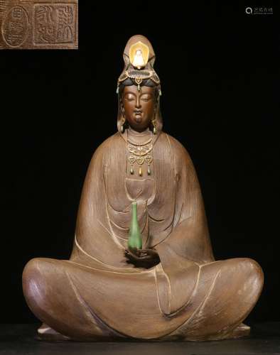 backflow:chinese old collection shiwan kiln guanyin statue