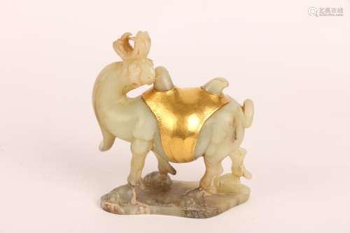 chinese hetian jade carving with gold,liao and jin period