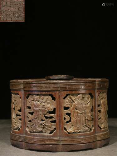 backflow:chinese mahogany box with bamboo,late qing dynasty