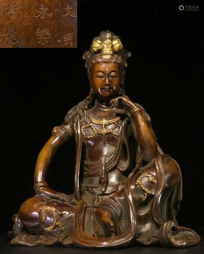 backflow:chinese gilt bronze guanyin statue,republic period