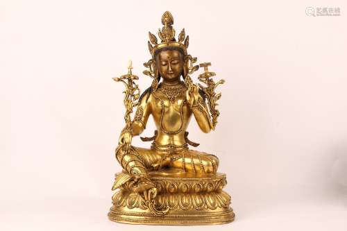 chinese gilt bronze buddha statue in 18th century