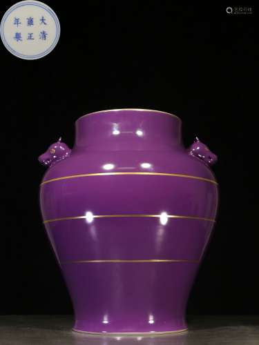 chinese purple glazed porcelain vase,republic period