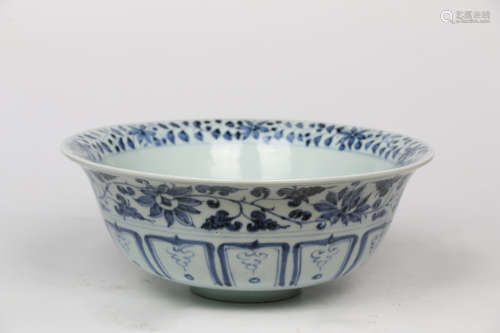 chinese blue and white porcelain bowl,yuan dynasty