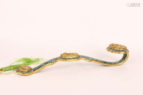 chinese cloisonne bronze ruyi scepter