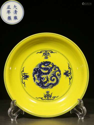 backflow:chinese yellow-ground porcelain dish,republic period
