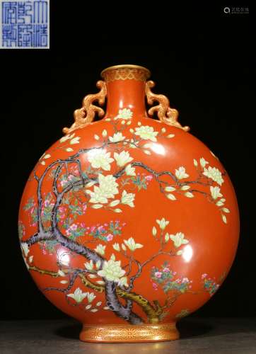 backflow:chinese famille rose moonflask,republic period