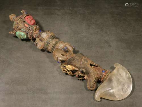 backflow:chinese gilt bronze vajra pestle,late qing dynasty