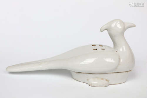 chinese old collection white glazed bird shaped censer