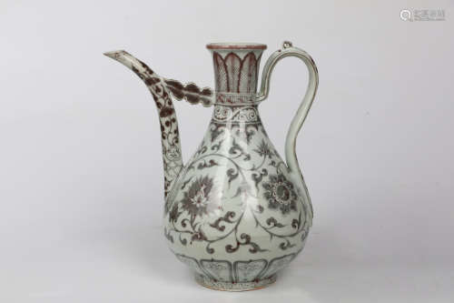 chinese old collection copper-red glazed porcelain ewer
